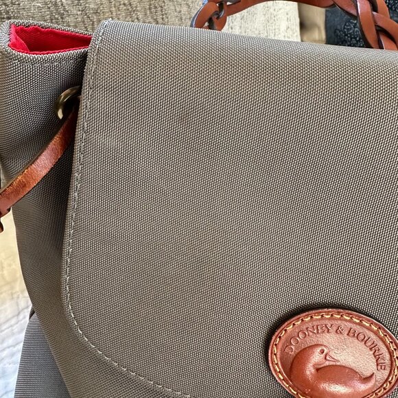 Dooney & Bourke Nylon Flap Backpack Green/Gray Color - Picture 3 of 5